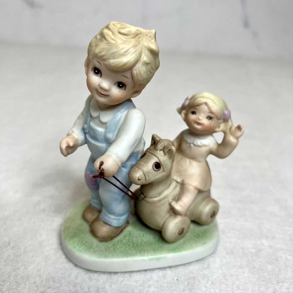 Vintage Homco Horse Pull Figurine
